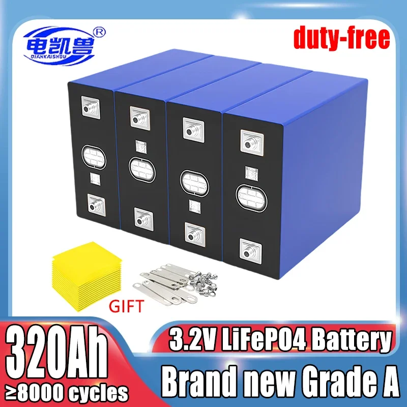 Úplne nový 3,2 V 320AH LifePO4 Nabíjateľná batéria AD DIY 12V 24V 48V RV RV Solar Storage Golf CART BATKE BATÍCIA EÚ/US DANE FREES
