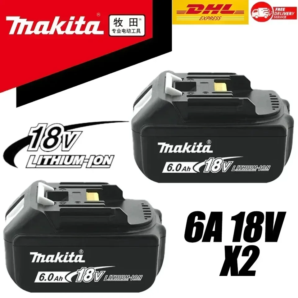 Úplne nový 6000 mah Makita 18V Originálna originálna batéria pre Makita Tool BL1830B BL1850B BL1850 BL1840 BL1860 BL1815 Nástroj DTW700