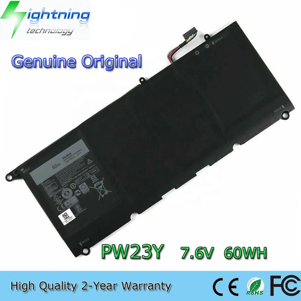 Úplne nový originálny originálny PW23Y 7,6V 60WH batéria pre laptop pre Dell XPS 13 9360 13-9360-D1605T D1505G RNP72 TP1GT