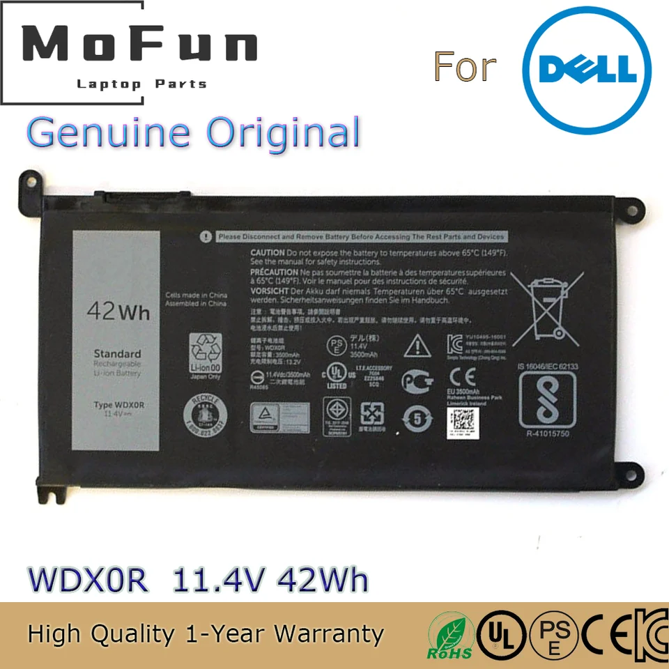 Úplne nový originálny WDX0R 11.4V 42WH NAPOHLATNÝ batériu pre Dell Inspiron 15 5567 5568 13 5368 7368 WDXOR 3CRH3 T2JX4