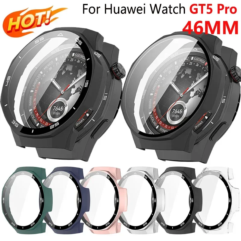 Úplné ochranné puzdro pre Huawei Watch GT 5 Pro 46 mm chránič obrazovky GT5 PRO 46 mm kryt PC 2in1 Shell+Temperovaný sklenený film