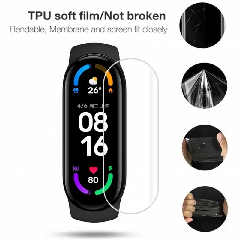 Úplný kryt Hydrogel Film Chránič pre MI Band 7 NFC 5 4 6 Smart Watch Ochrana Not Glass TPU Film Foil