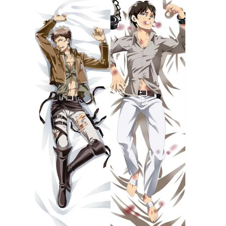 Útok na Titan Eren Jaeger Jean Kirstein Bl Anime hodí vankúš vankúš, dekorácia podstielky vankúša, objímacie telo, nové, 150x50 cm