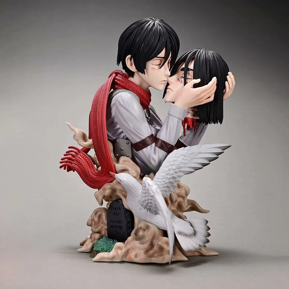 Útok na Titan Kiss of Death Mikasa Ackerman Hold Eren Jaeger GK PVC akčná figúrka Anime figúrka modelu hračky Zbierka bábika