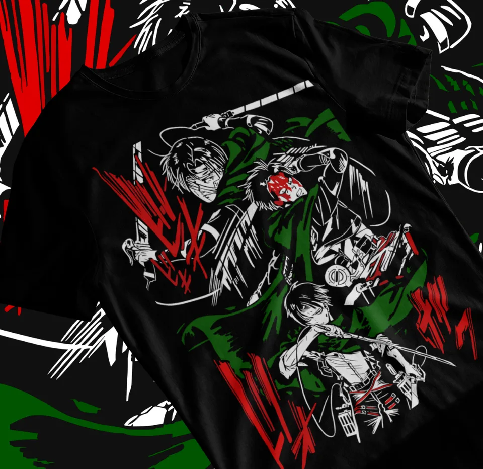 Útok na Titan Levi Shingeki no Kyojin Anime Aot Tshirt Tričko mäkké tričko