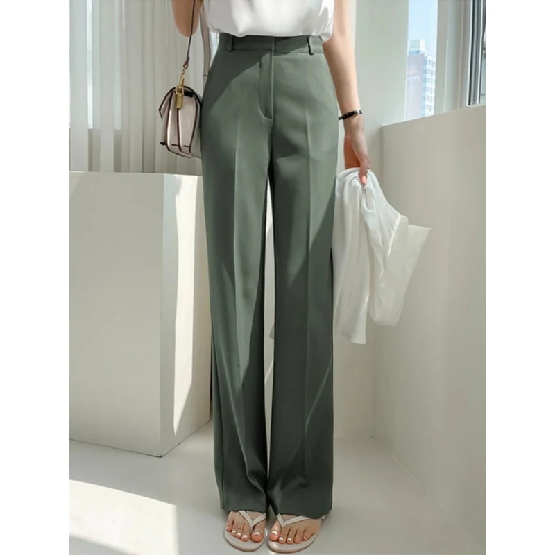 Úzka verzia Drooping Wide-Leg Pants2024Women'en's Autumn a Winter Nový nový pás Populárne nohavice s priamym nohavicami Malý neformálny oblek