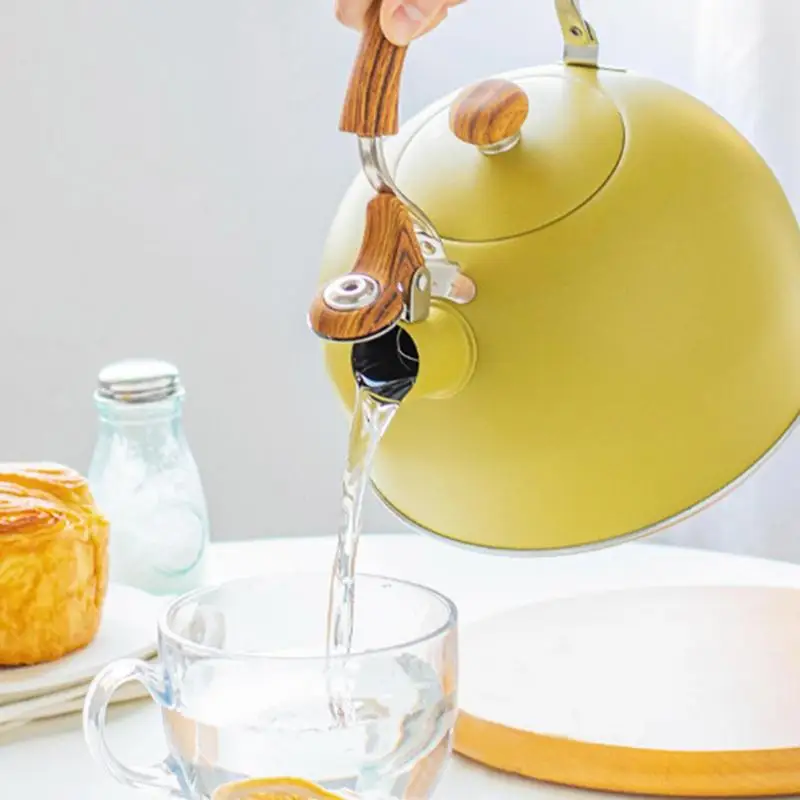 Čaj z nehrdzavejúcej ocele Kettle žltá píšťalka kapsetová kanvica čajka s dotykovou ergonomickou rukoväťou pre všetky horné sporáky plynov