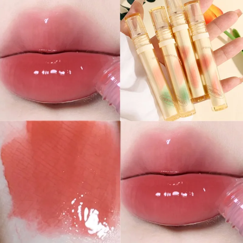 Čajové červené zrkadlo lesklý hydratačný krém lesklý farbenie tekutiny Lipstick vodotesný dlhotrvajúci ružový pery odtieň Kórejský make -up kozmetika