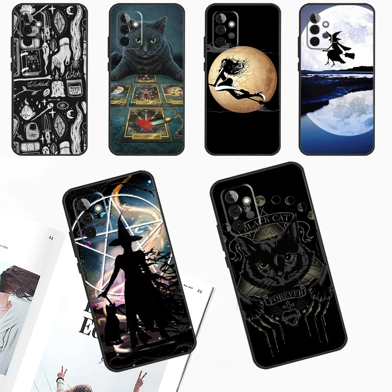 Čarodejnícky obal Halloween Cat Dark Witch pre Samsung Galaxy A15 A25 A35 A55 A53 A33 A13 A52 A32 A12 A51 A71 A14 A34 A54