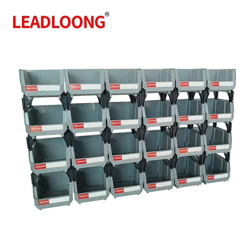Časti Leadloong Bin 6/24ks 13.5x10.5x7.6cm/5x4*3inch Šedá stohovateľná plastová garážová skladovacia škatuľa Kontajner Organizátor
