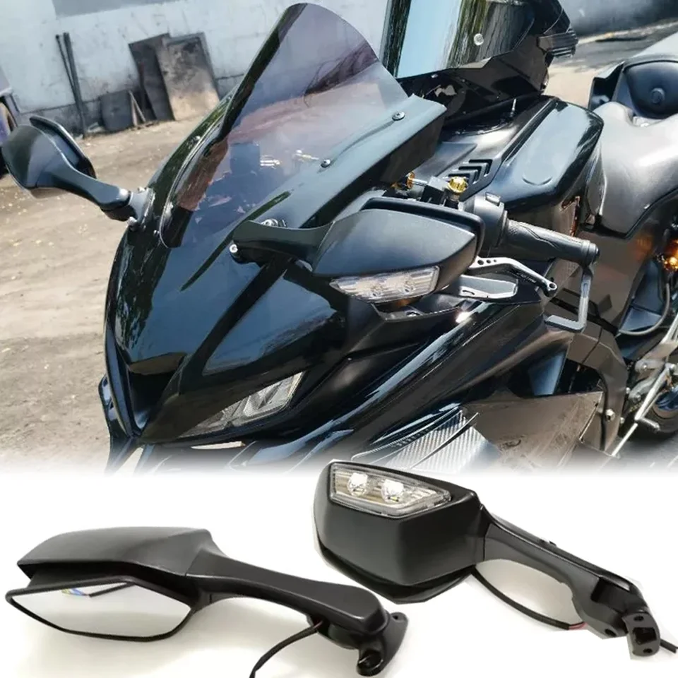 Časti motocykla spätné zrkadlo Zadný pohľad bočné zrkadlá s LED diódovým zákrutou pre Yamaha YZF R15 YZF-R15 YZFR15 Príslušenstvo