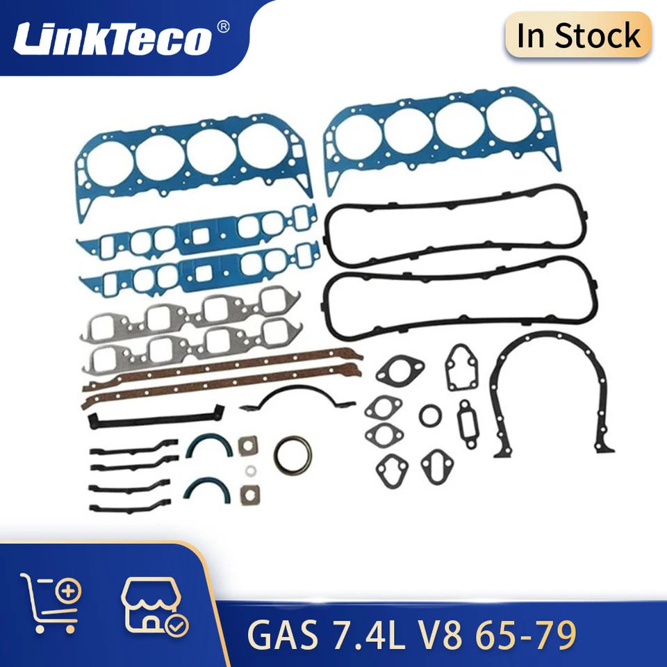 Časti motora Plné kompletné tesnenie Fit Fit 7.4L V8 Plyn pre 65-79 GMC C15 C1500 Chevrolet Bel Air C10 C20 C20 C30 Pontiac Strato Chief