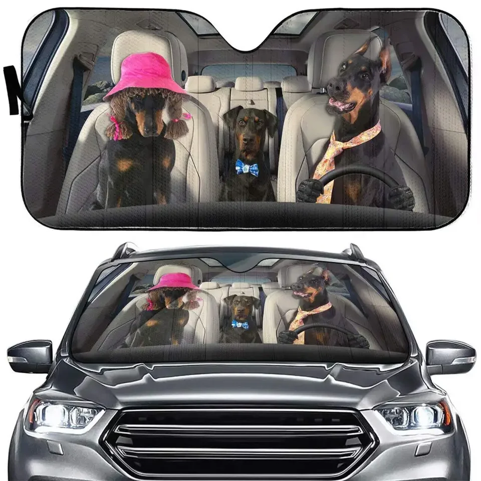Čelné sklo Sunshades Doberman Pinscher Car Sun Visor Animal Family Sunshield, Pes Auto predné okno slnečné odtieň Pet auto automobil