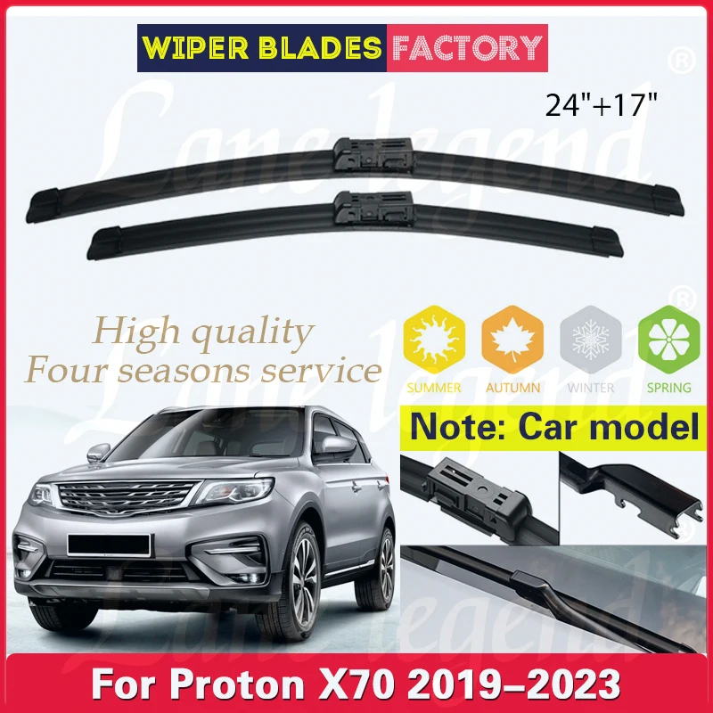 Čepele predného stierača pre auto pre Proton X70 2019 2020 2021 2022 2023 Mäkké gumové čelné sklo Černé sklo okná auto Rain Brush 24 