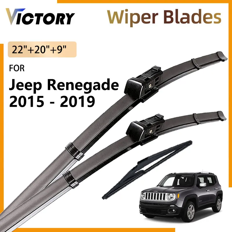 Čepele predného zadného stierača pre Jeep Renegade 2015 - 2019 2018 2017 2016 Príslušenstvo Černé sklo Černé sklo Kefy 22 