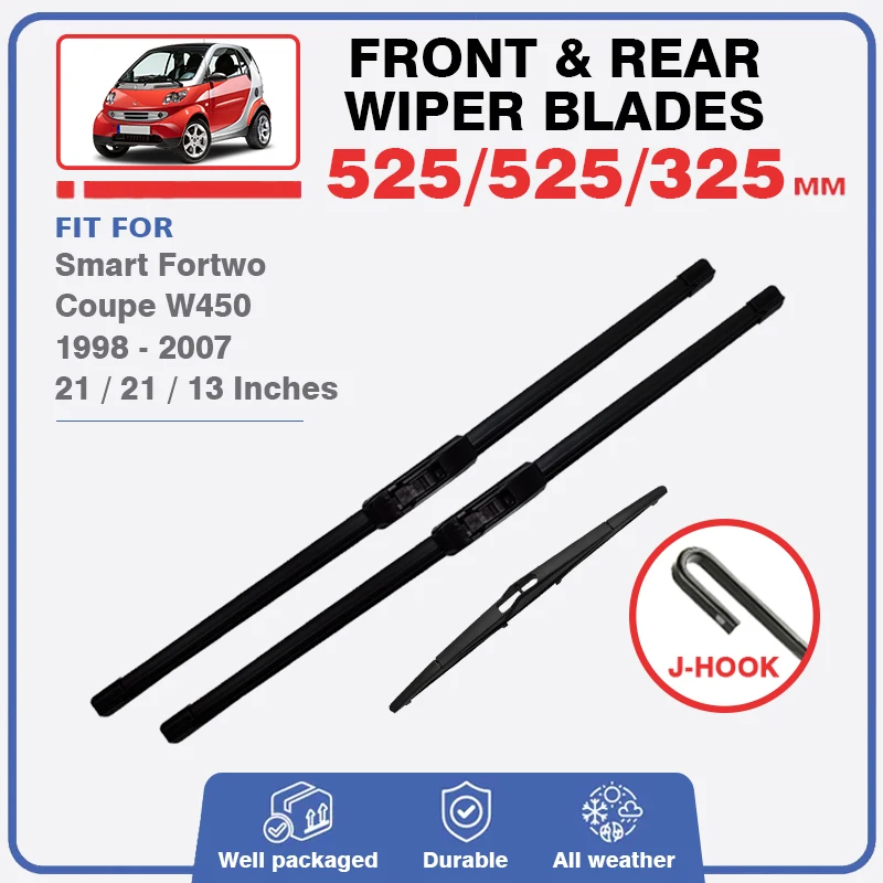 Čepele predného zadného stierača pre Smart Fortwo 450 W450 1998 - 2007 Černé sklo čelného skla 2000 2001 2002 2003 2004 2005
