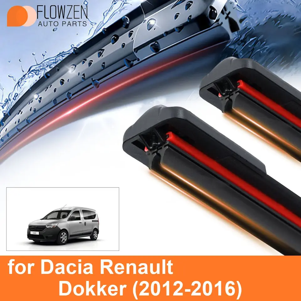 Čepele stieračov automobilov pre Dacia Renault Dokker Double Gum bez Remless Bracket Wiperssoft Accessories 2014 2015 2015 2016