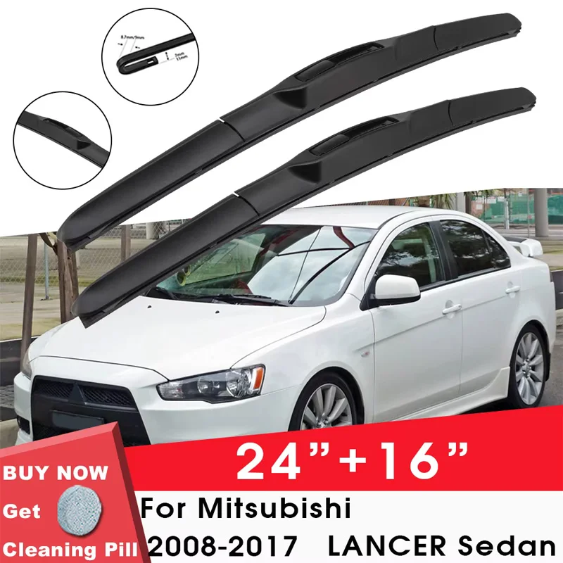 Čepeľ na čepeľ automobilu Predné okno Čelné sklo Prírodný guma pre Mitsubishi Lancer Sedan 2008-2017 LHD RHD 24 