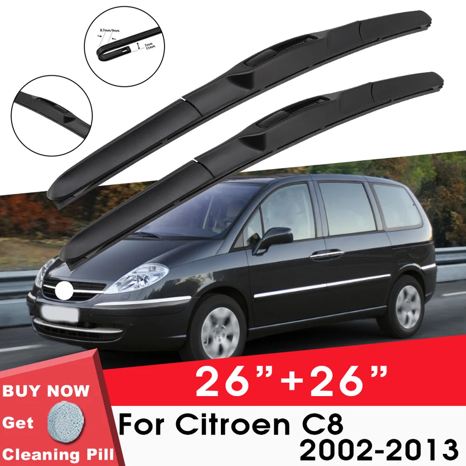 Čepeľ na čepeľ automobilu predné okno Čelné sklo gumové stierače SilikongeRefill pre Citroen C8 2002-2013 26 