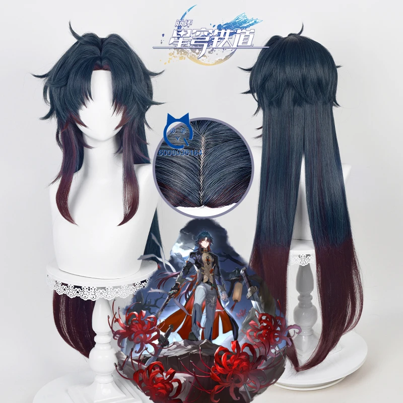 Čepeľ Nový príchod Cosplay parochňa Game Honkai: Star Rail 100 cm tmavo modrý gradient Červené vlasy tepelne odolné voči komiksu Con Party Anime Parochňa