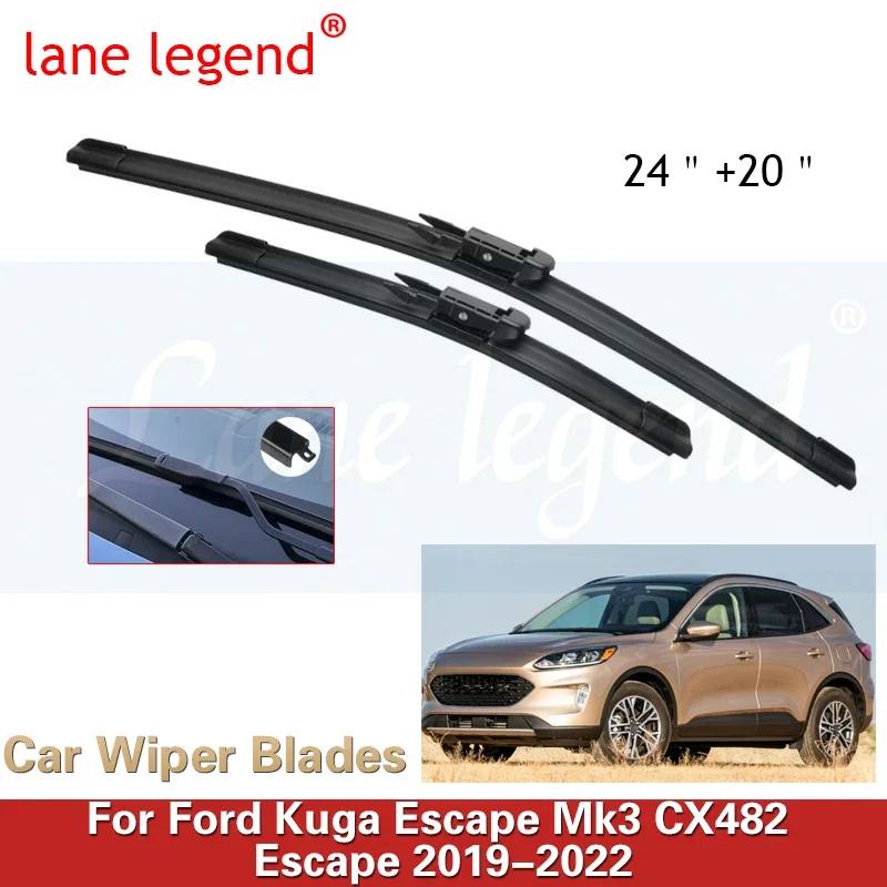 Čepeľ predného stierača pre Ford Kuga Escape MK3 CX482 Escape 2019 2020 2021 2022 Kefy Černé sklo Černé sklo Okno Černé sklo