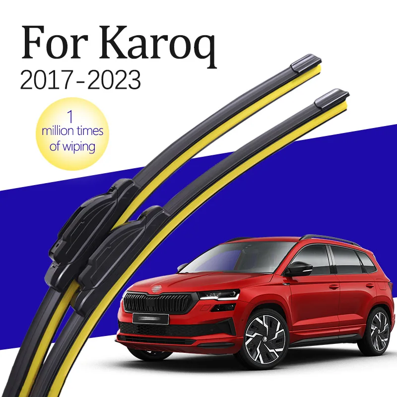 Čepeľ stierač J/U Hook Nová prírodná guma Čierna HD tiché auto predné čepeľ na čelo čela pre SkoDa Karoq 2017-2023