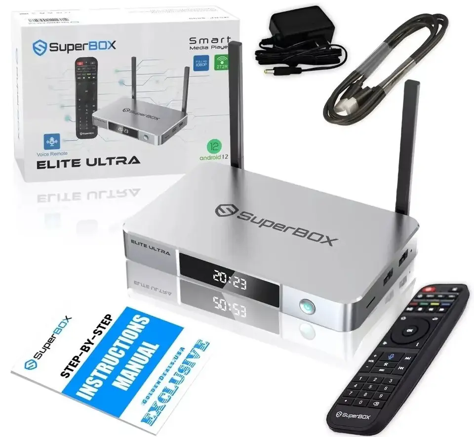 Čerstvá nová ponuka Kúpte si 20 Získajte 10 zadarmo Superbox Elite Elite Ultra TV Box Player Player Remote 4 GB+128 GB 5G Wi-Fi 6 / nový