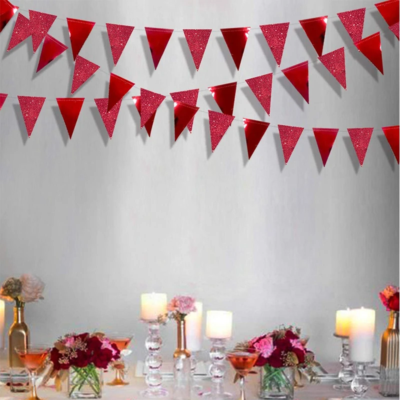 Červená angažovanosť Valentín Party Banner Decoration Paper Triangle Vlaj vlajka Bunting na svadobnú svadobnú sprchu Decor Decor