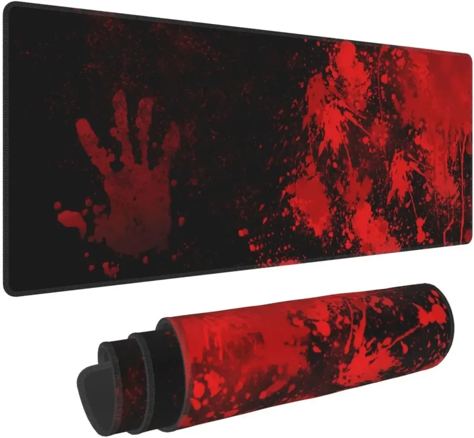 Červená hororová krvavá ručná prstová podložka Mouse Pad XXL Polkovaná protišmyková gumová základná hrana hra Gamingový počítač Desktop Veľké klávesové rohože