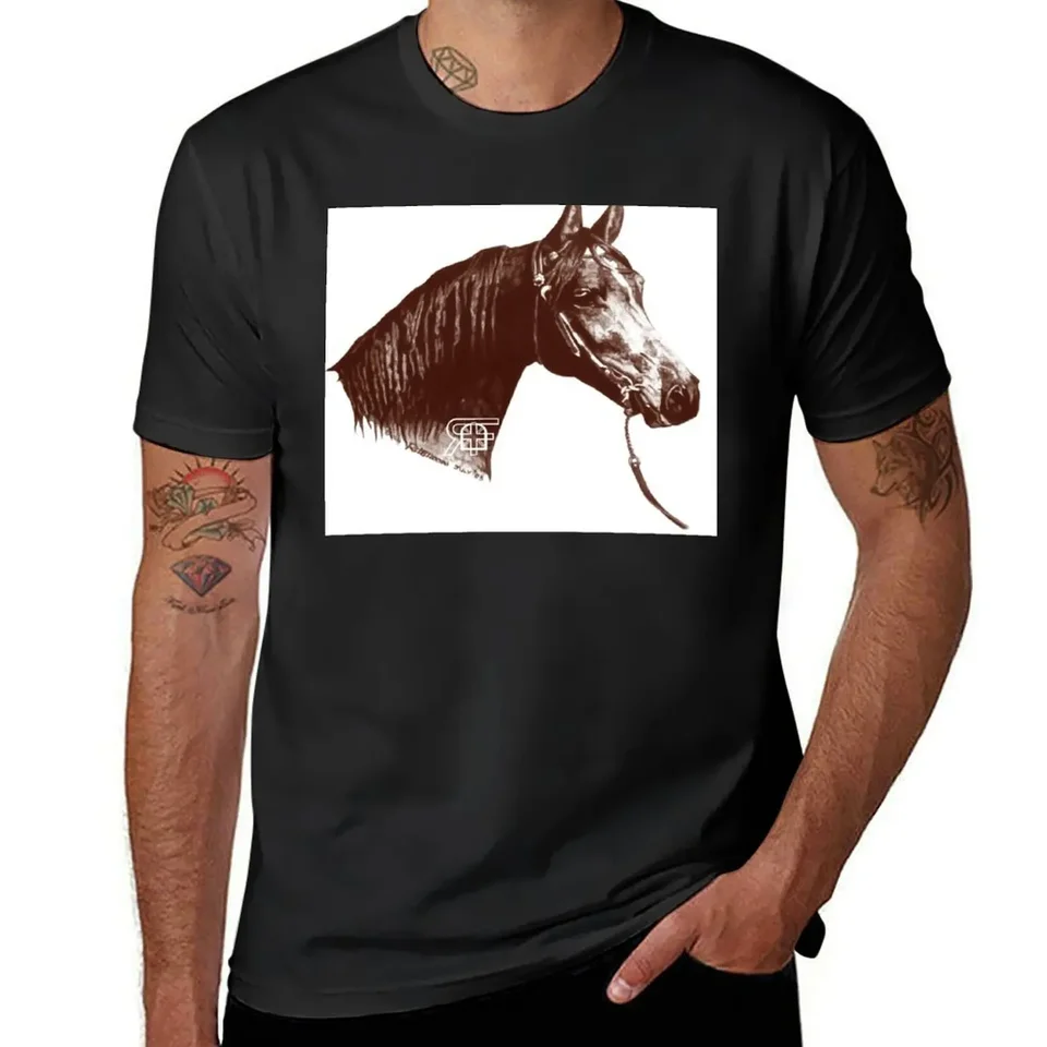 Červená hranica Arabian Horse Drawing 1985 Tričko Blue Lock Estetické oblečenie blúzky tričká Grafické tričko mužov