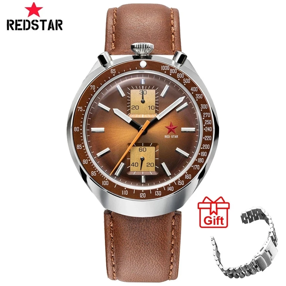 Červená hviezda 1963 Chronogaph 42 mm mužov Super svetelné mechanické hodinky 21 Zuan Clock Waterprood Pilot Pilot náramkové hodinky SEGULL ST1901 M