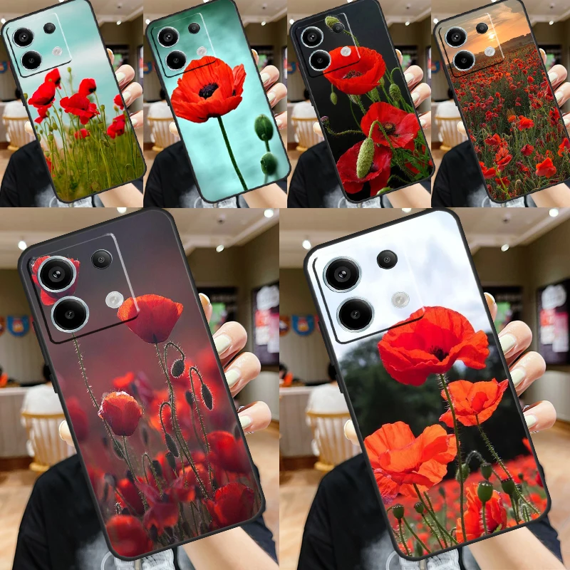 Červená kukurica Kryt kvetiny pre kvetinu pre Xiaomi Redmi Note 13 Pro 12 11 9 10 Pro 9S 10S 11S 12S Redmi 12 10c 12c 13c puzdro