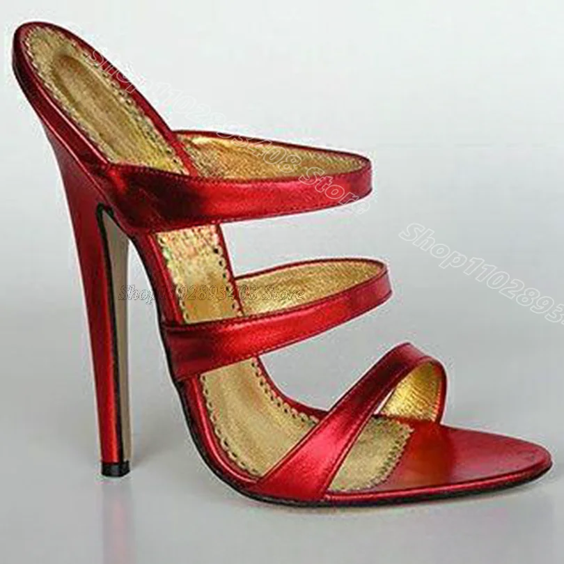 Červená otvorená špička Stiletto klinky Stiletto podpätky britský štýl móda letné letné sexy žien papuče 2024 Zapatos para muchyre