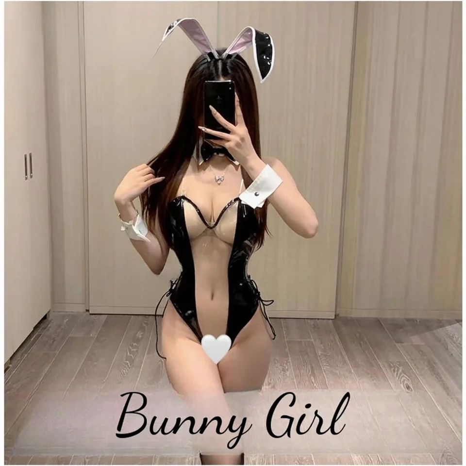 Červená tŕň sexy čierna priehľadná zajačika dievča Cosplay kostým Žena Lingeries Bunny Striedy kožené súpravy sexy cosplay