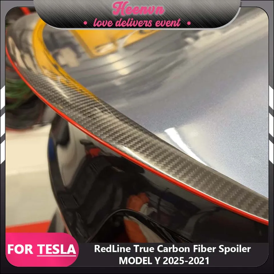 Červená čiara True Spoiler uhlíkových vlákien pre režim Tesla Y 2025 2024 Zadné krídlo kmeňa Model Y 2023 Pôvodné príslušenstvo pre pery spojlera