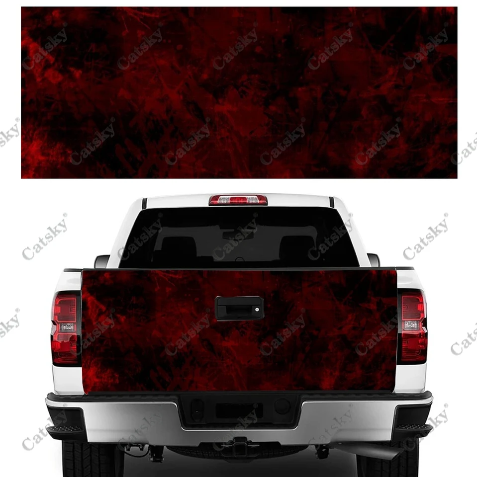 Červená čierna grunge tlačové auto Track Trunk Protect Vinly zábal nálepku Nálepky automatické kapucň