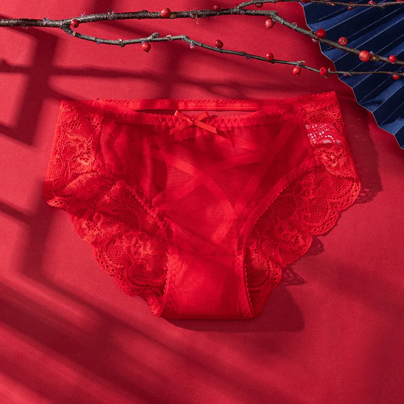 Červené sexy nohavičky spodná bielizeň pre ženy Intímne dám