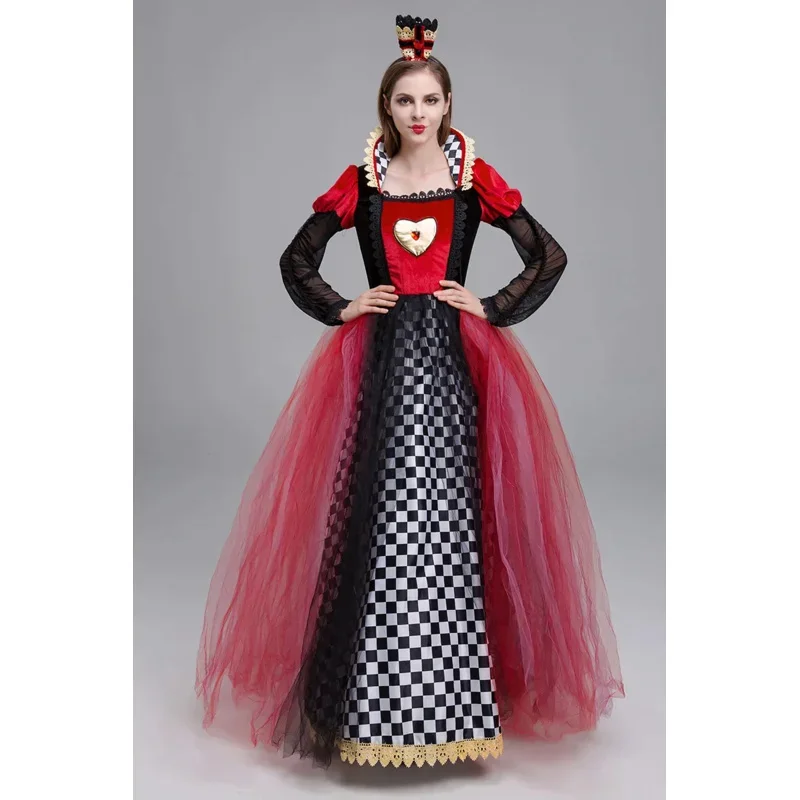 Červené srdce kráľovná princezná Cosplay kostým pre ženy dospelé šaty na halloween kostým Alice Night -Club Carnival Party Disfrez Mujer