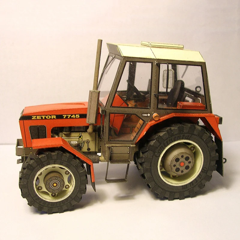 Český/anglický Zetor 7745-7211 1:32 Traktor Origami Art 3D Paper Model Papier DIY DEY DEPE Dospelý ručne vyrábaný remeselnícky hračky ZX-021