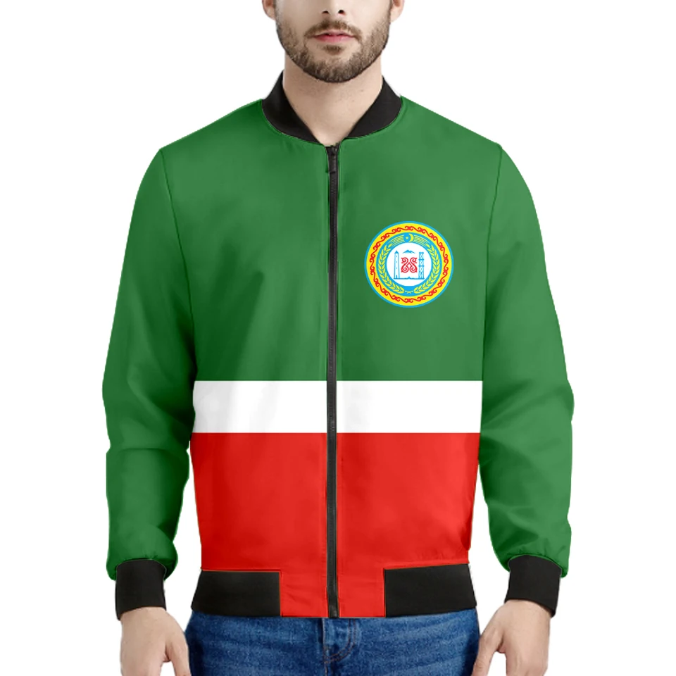 Čečenska zipsová bunda zadarmo vlastné meno Rossiya Team Logo Čečenské kabáty Grozny Gudermes Russian Rusko vlajka tlačia