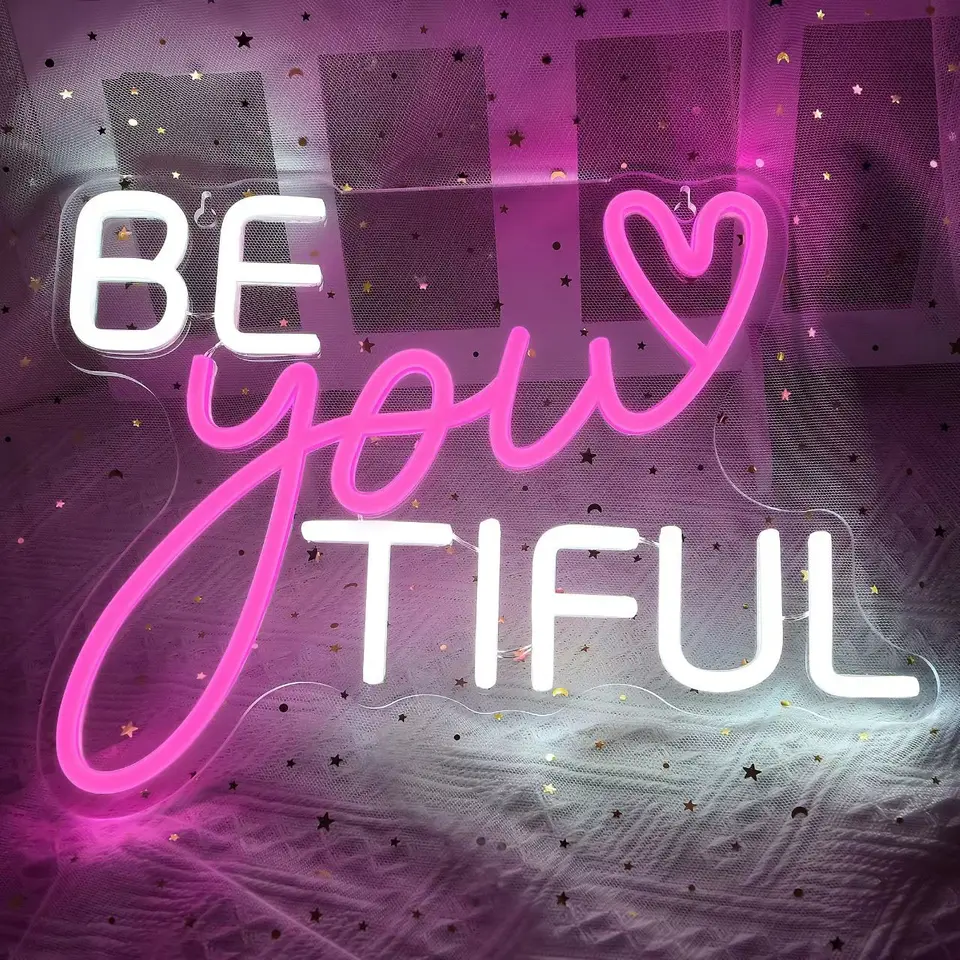 Či už si nevyskytuje neónové znaky Be You Tyiful Led Neónové znaky nechtových rias na vlasy Krása Salón Decor Decor Svadobná párty Neon Sig Home Decor Art Art