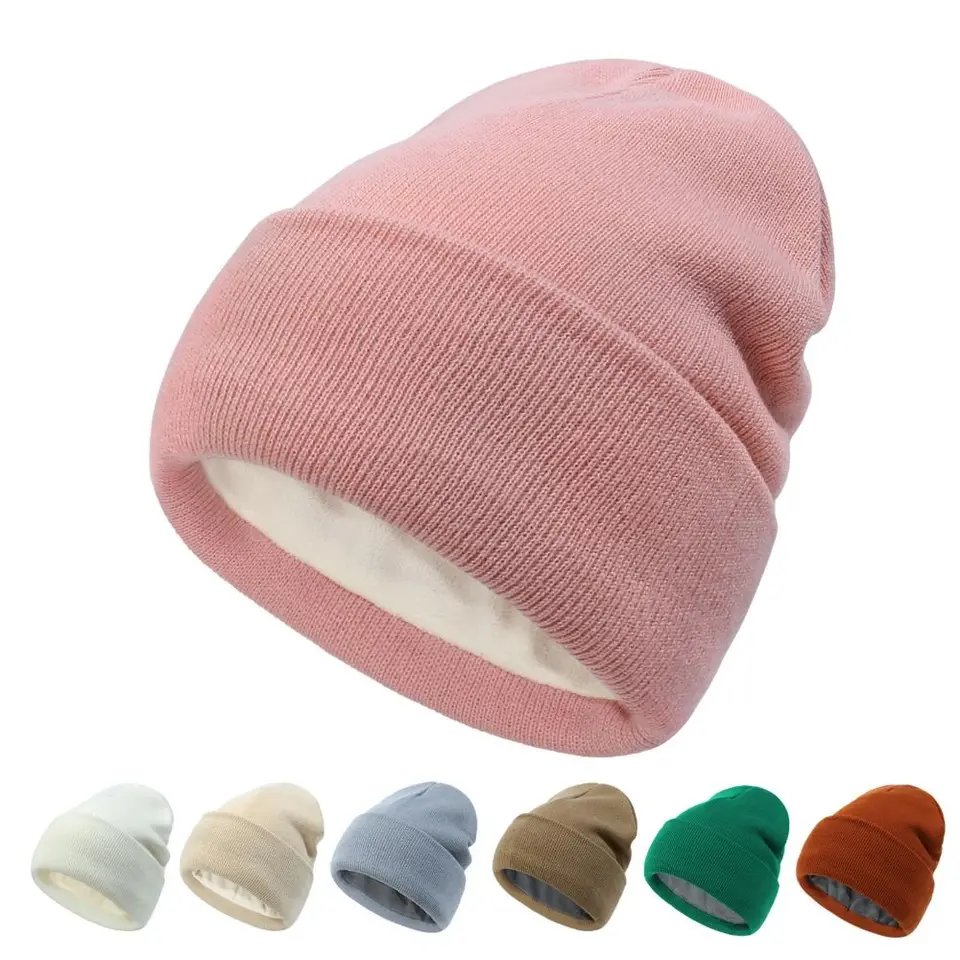 Čiapka čiapky pre mužov Ženy Zimné teplé pletené manžety Čiapa mäkká hrubá fleece lemované lyžiarske klobúky unisex