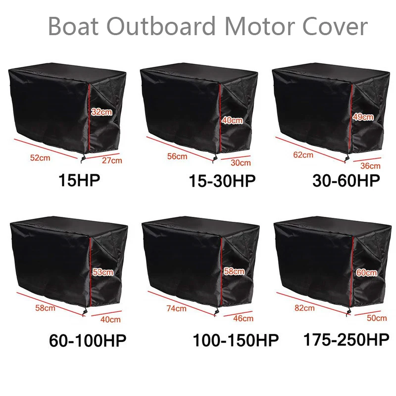 Čierna 15-250hp Oxford Waterproof Yacht Half Outboard Motor Motor Popyt proti UV UV Dustodurus odolný voči námorným ochrancom