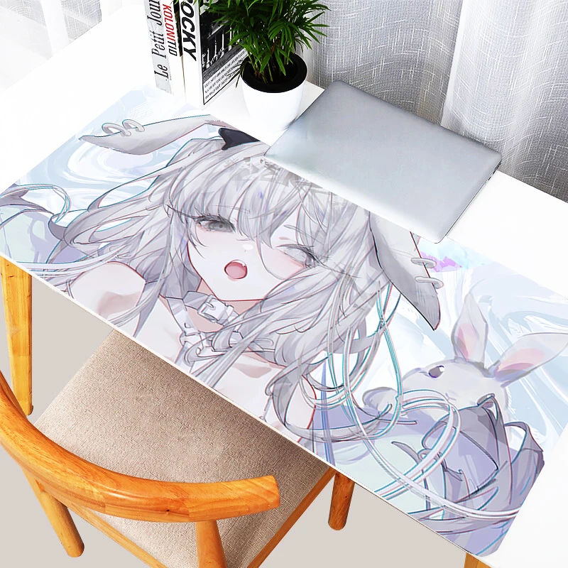 Čierna a biela myš Pad PC PC Sexy Anime Girls Gamer Cabinet Keyboard koberec xxl kawaii bunny uši uši myši myši pre laptop králičie stol