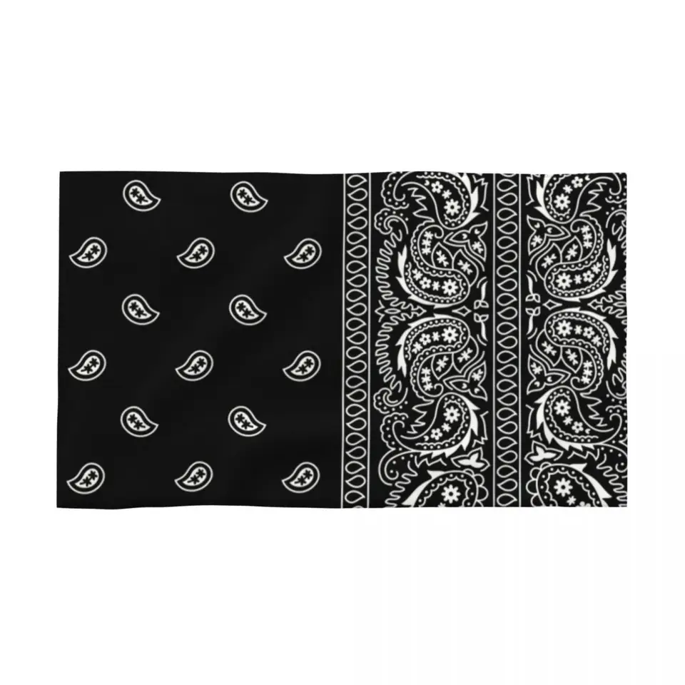 Čierna a biela Paisley Chicano Bandana Absorpčná vata