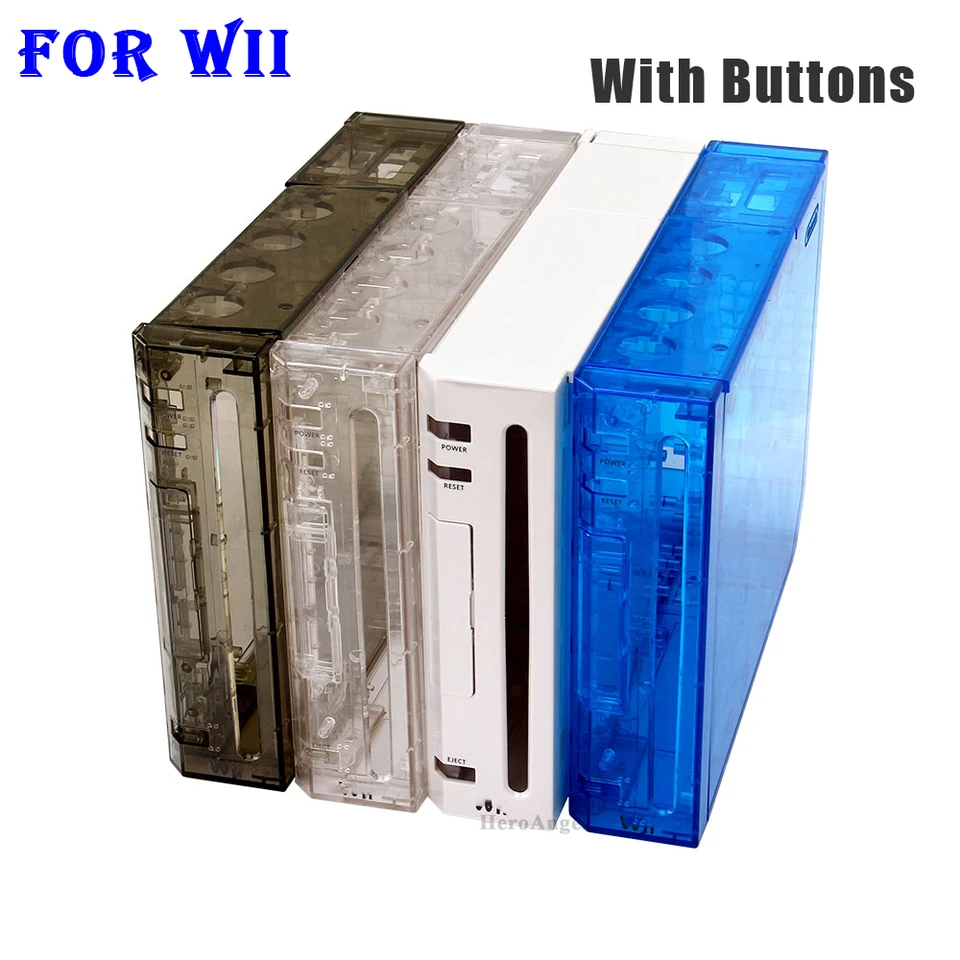 Čierna biela modrá priehľadná farba Full Set Pursing Case Výmena za výmenu hernej konzoly Wii s maloobchodným balíkom