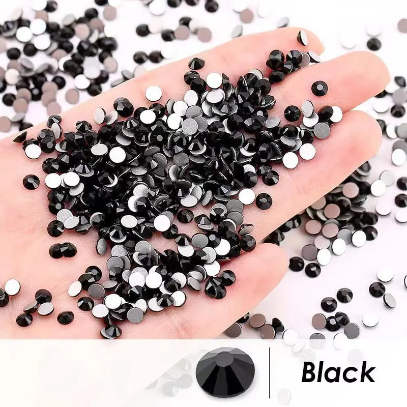 Čierna flatback Strass Crystal 3D Glass Swarovsky DIY Non-Hotfix Loose Emeral Nail Smienky