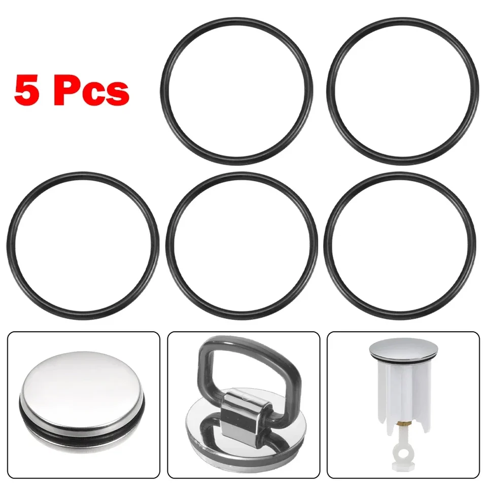 Čierna guma O prsteň tesnenia pre 38 mm v kúpeľni umývadlo Odtoková zátka Balíka 5 Fit Over Over Over Prisp