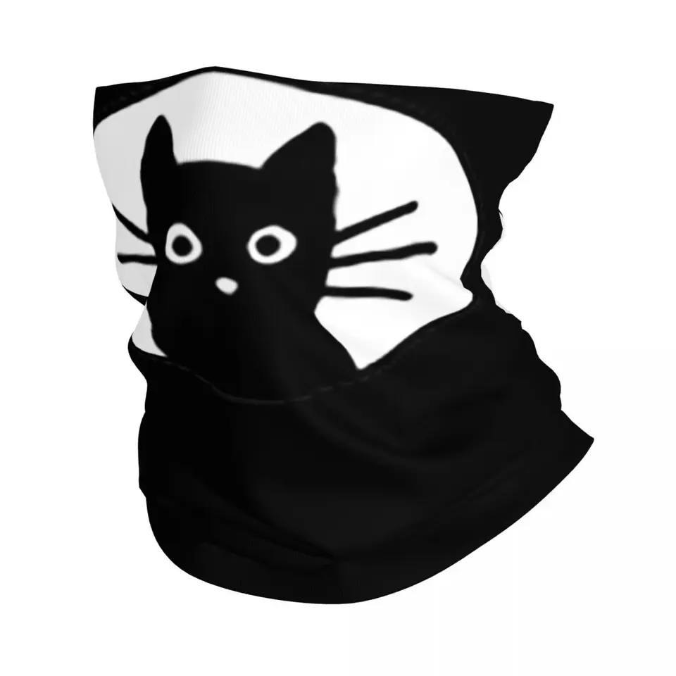 Čierna mačka tvár Bandana Cover Cover potlačte Magic Scarf viacúčelová facemaska ​​jazdiaca unisex dospelých praní dospelých
