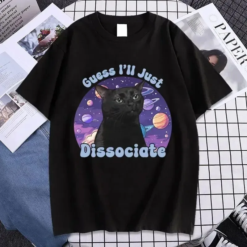 Čierna mačka vtipná meme grafická tričko Summer muži Dám
